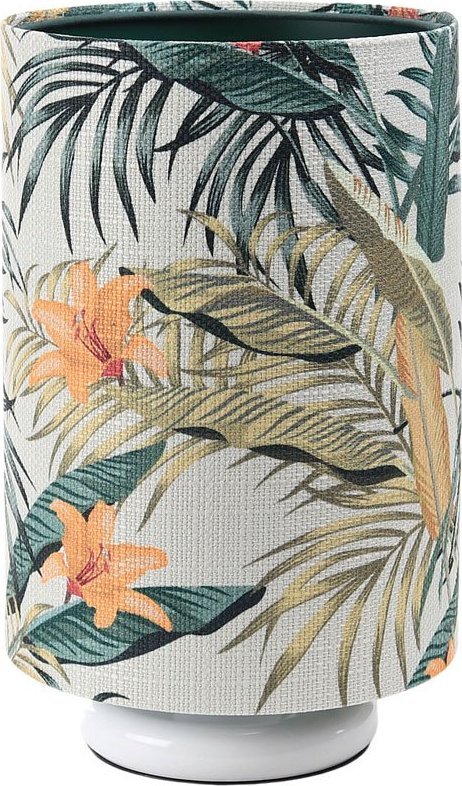 Lampa stołowa Lumes Biała lampka stołowa tuba w kwiaty - S369-Hilva