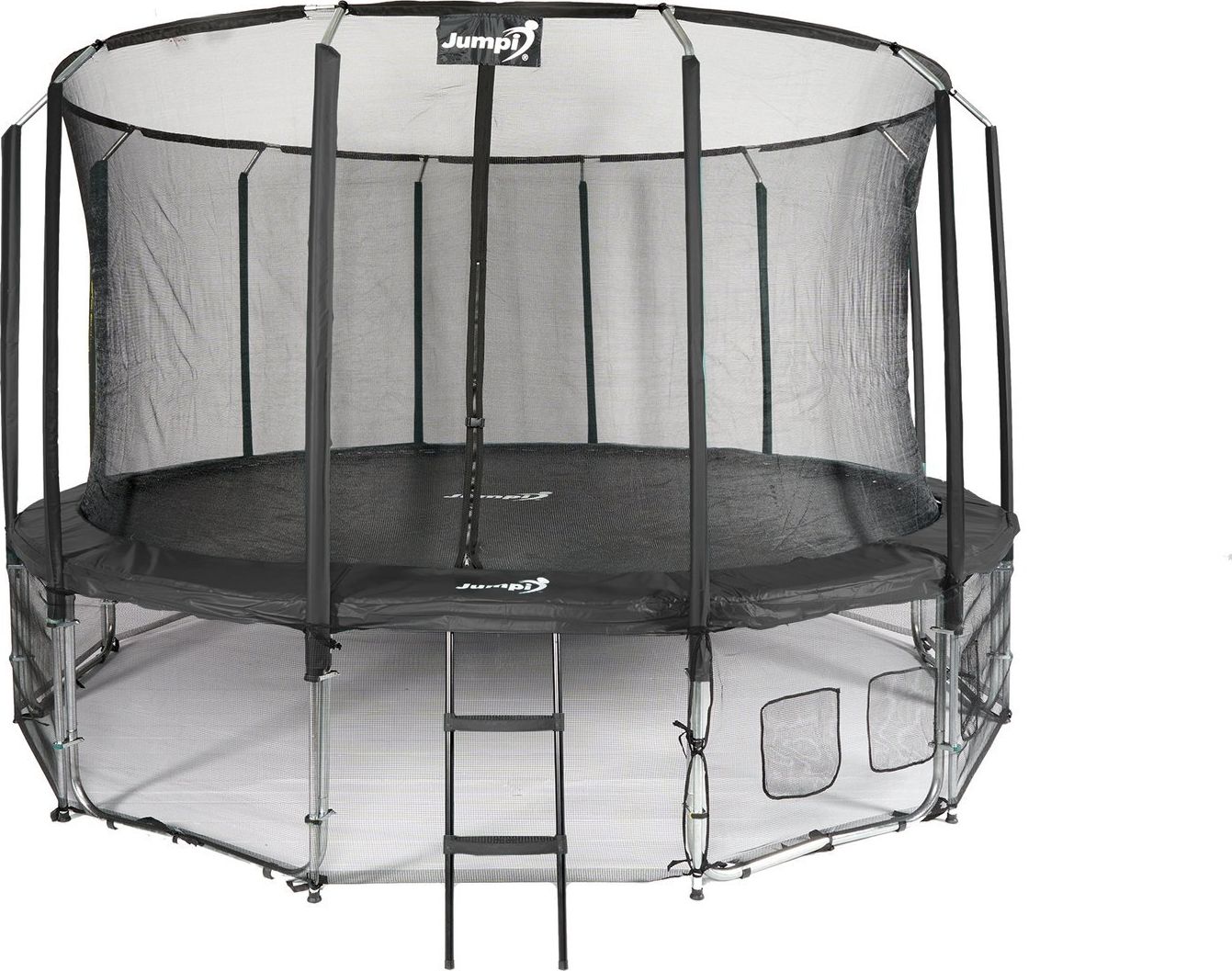 Trampolina ogrodowa Jumpi ogrodowa Maxy Comfort z siatką wewnętrzną 16 FT 487 cm czarna