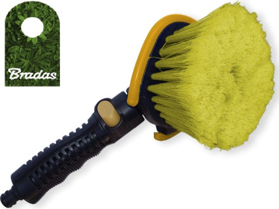 Bradas Szczotka do mycia samochodu okrągła z przyłączem do wody i włącznikiem BRADAS 5655