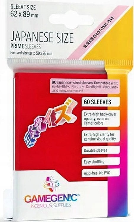 Gamegenic Gamegenic: Japanese Size Prime Sleeves (62x89 mm) 60 sztuk, Red