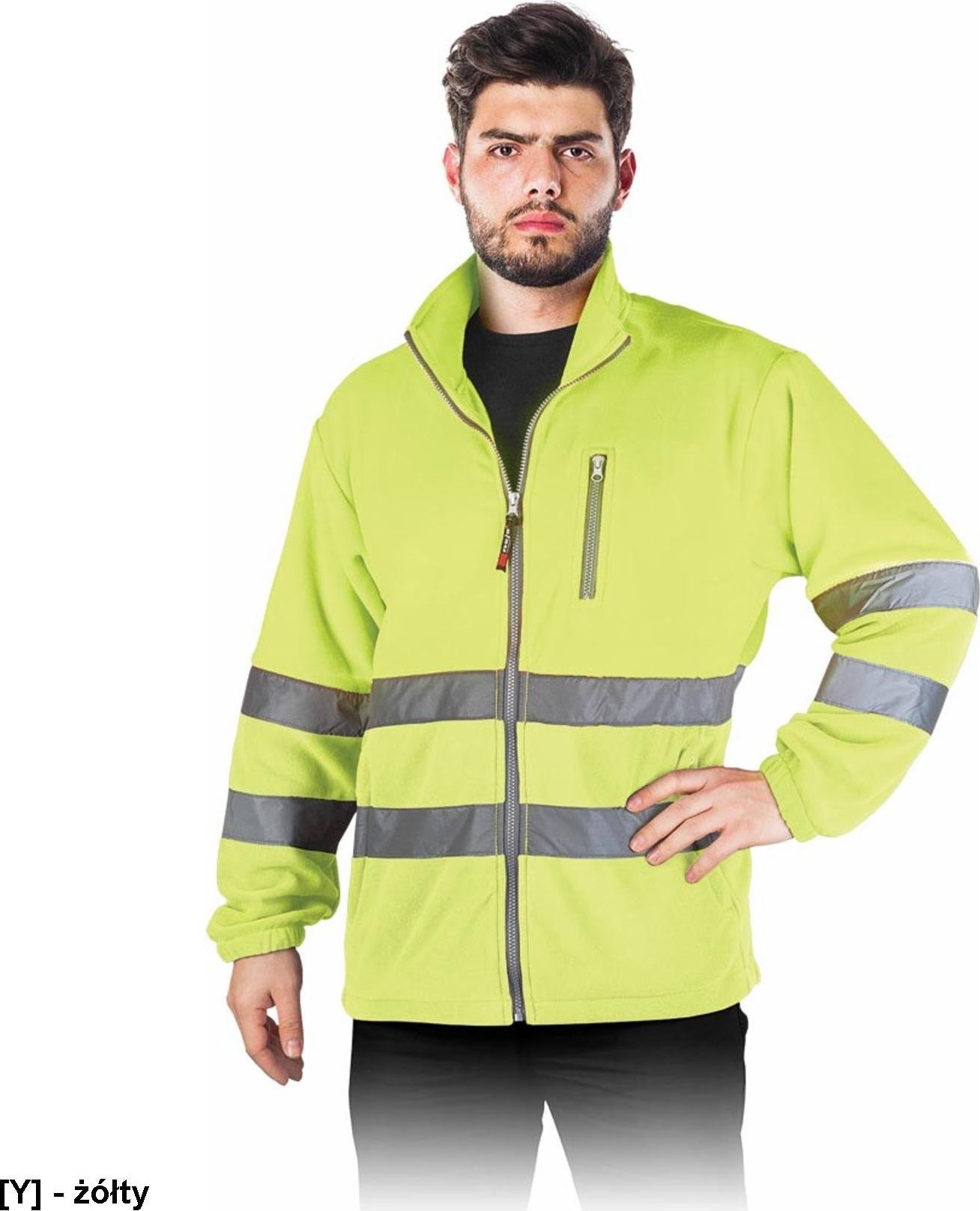 R.E.I.S. POLSTRIP - bluza polarowa z pasami odblaskowymi - żółty L