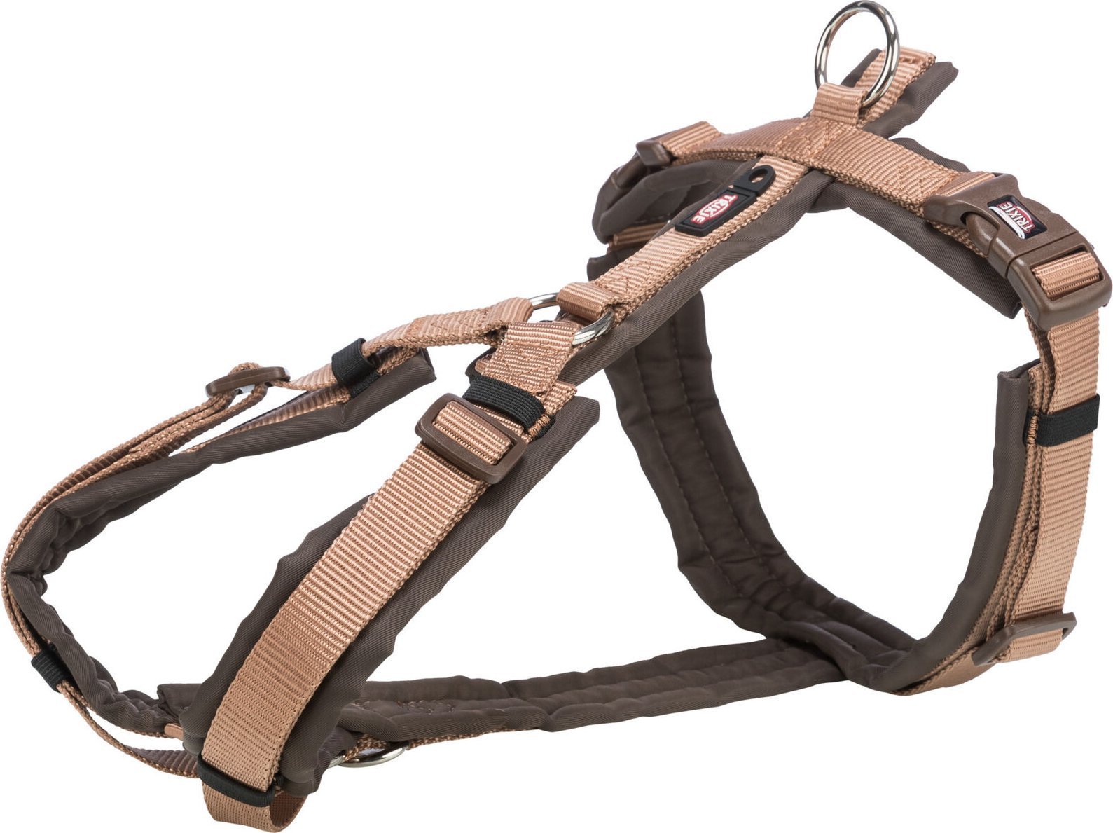 Trixie Premium trekking, szelki dla psa, karmelowy/orzechowy, taśma parciana, S: 36–44 cm/15 mm