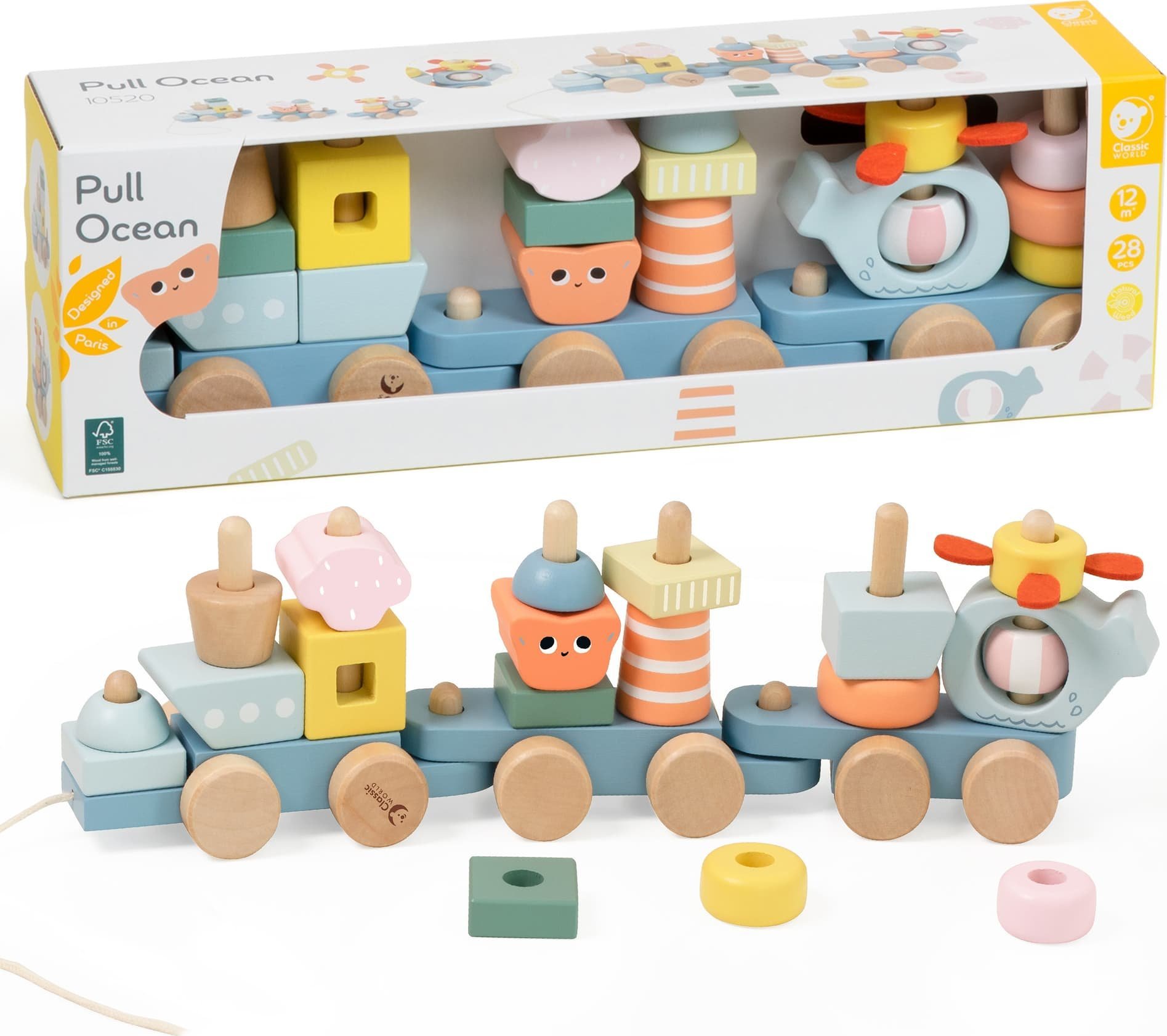 Classic World CLASSIC WORLD Montessori Kolejka Ocean Drewniana Układanka