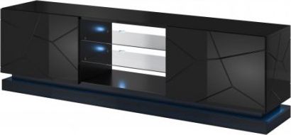 Cama Meble Szafka RTV QIU 200 MDF czarny połysk/czarny połysk