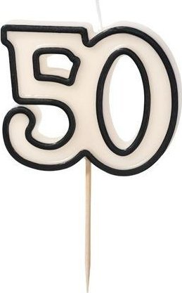 Świeczka urodzinowa 50 biało-czarny 5,5cm