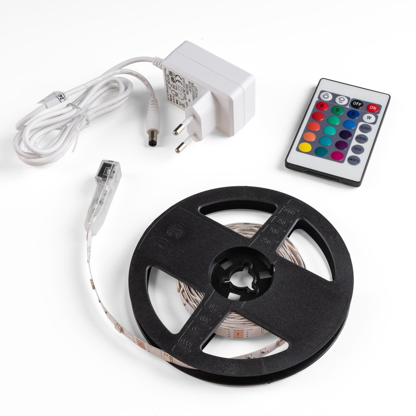 LED strip set AVIDE, IP20, RGB, 30 LED, 22W, 990 lm, with remote control, 3m