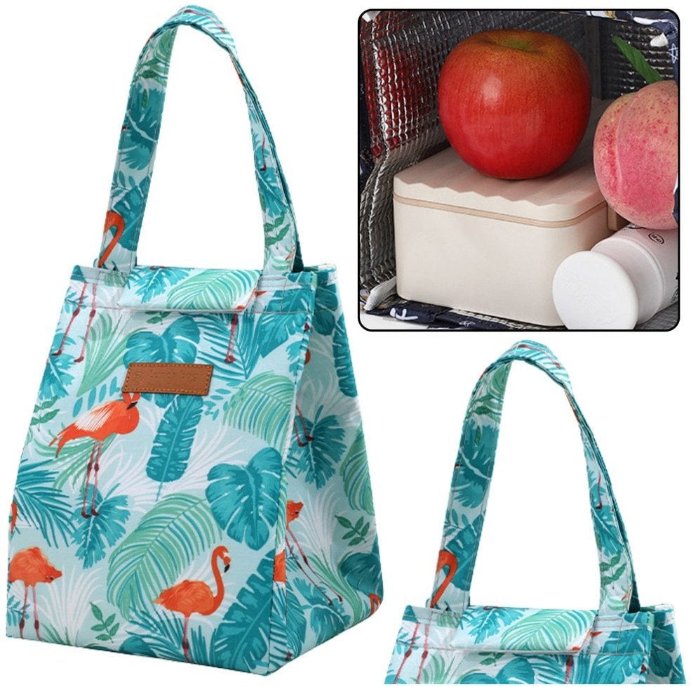 Torba Termiczna Izolacyjna Śniadaniowa Lunch Bag Liście Flamingi 25cm