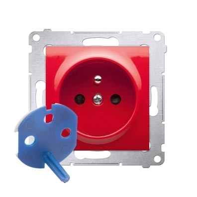 Kontakt-Simon Gniazdo pojedyncze DATA z/u 16A IP20 z kluczem uprawniającym czerwone - DGD1.01/22