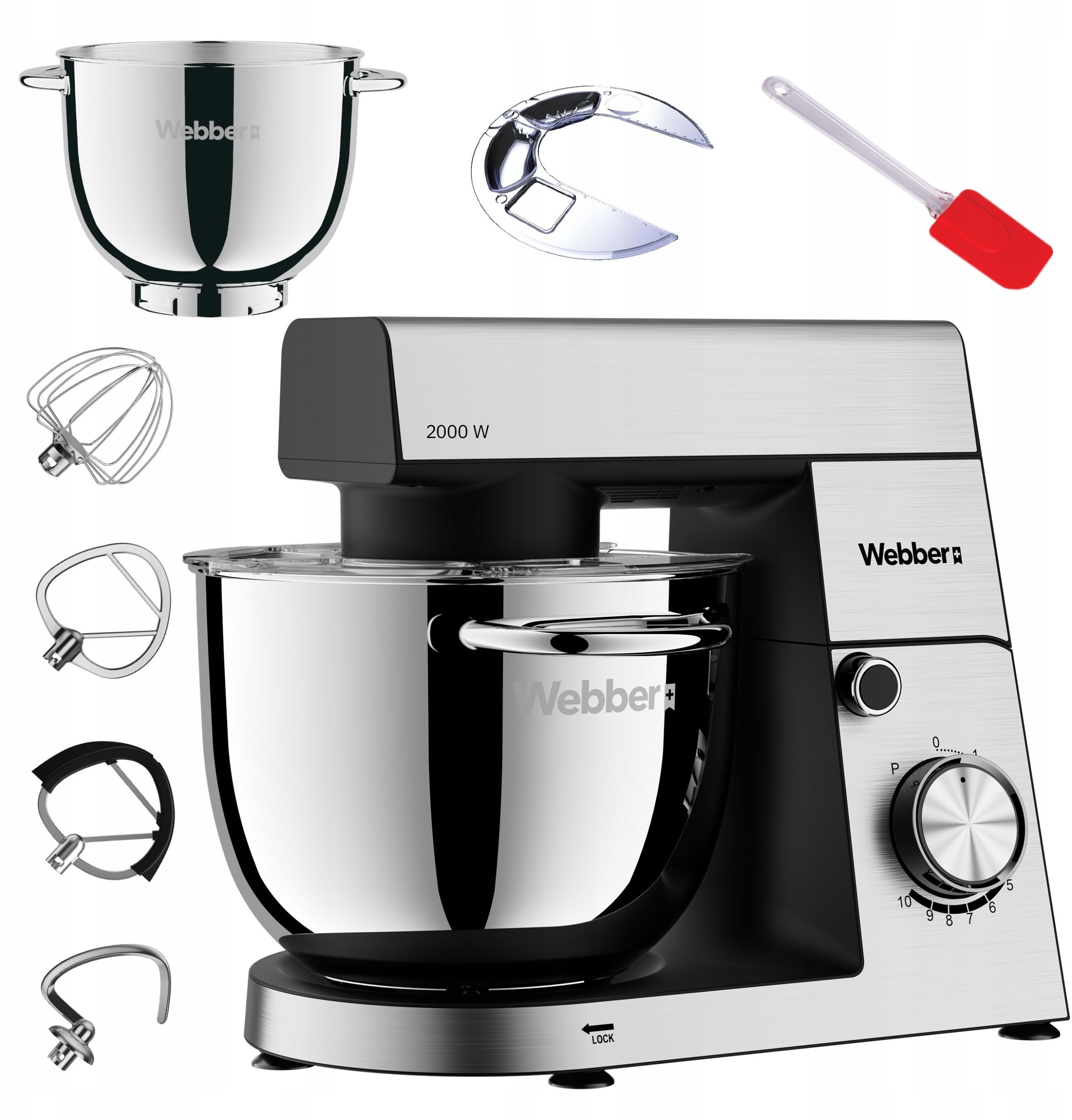 ROBOT KUCHENNY PLANETARNY WEBBER SM16 MIKSER 2000W MISA 5,2L WIELOFUNKCYJNY