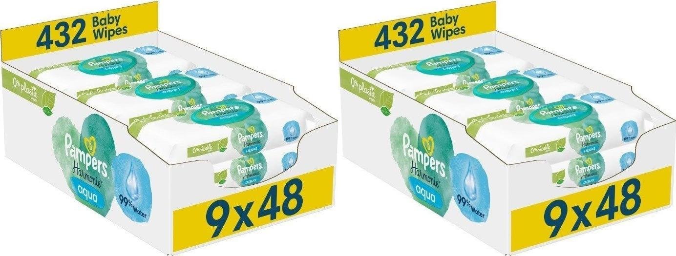 Pampers Chusteczki nawilżane Harmonie Aqua 0% plastiku 18x48 szt.