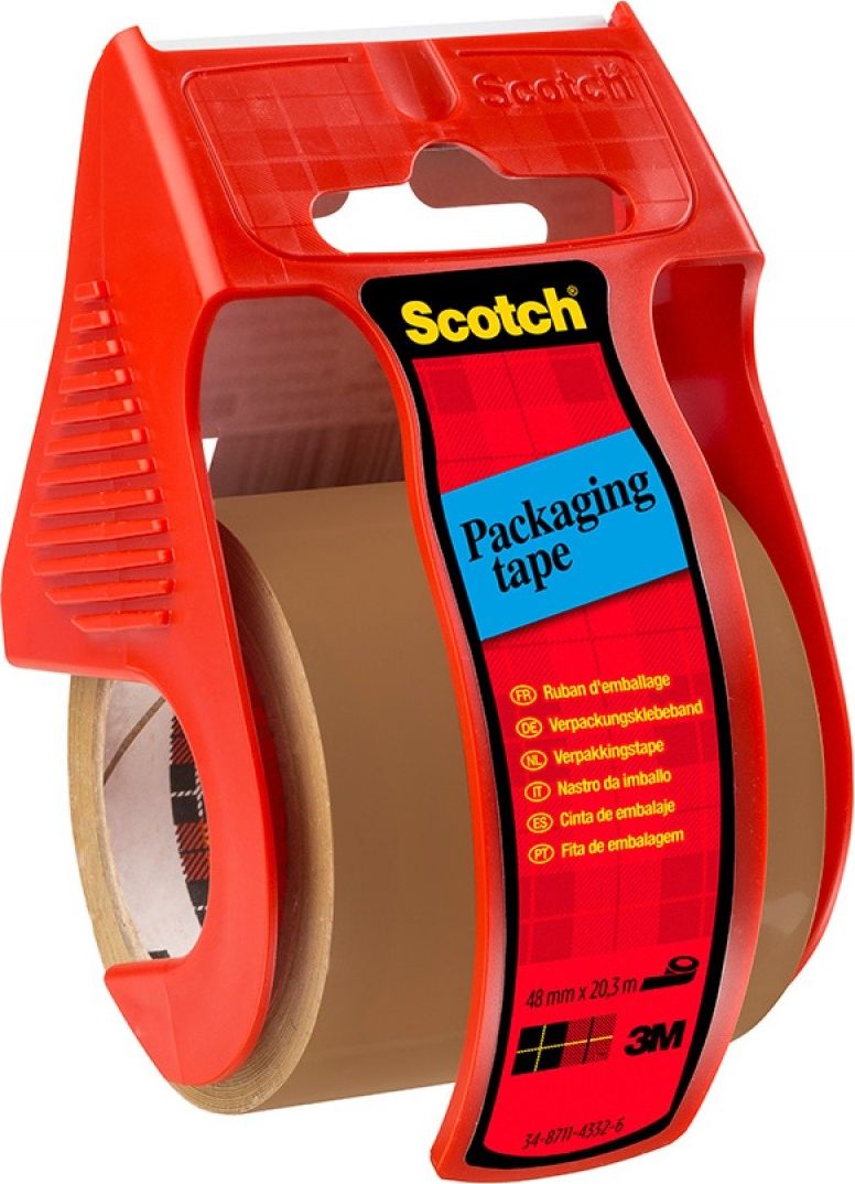 Scotch Mini dyspenser do taśm (C.5020.D), w zestawie taśma pakową, 48mmx20,3m, czerwony