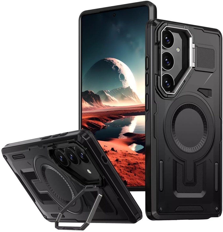 Etui pancerne Supero Aegist do Galaxy S25 MagSafe, czarne