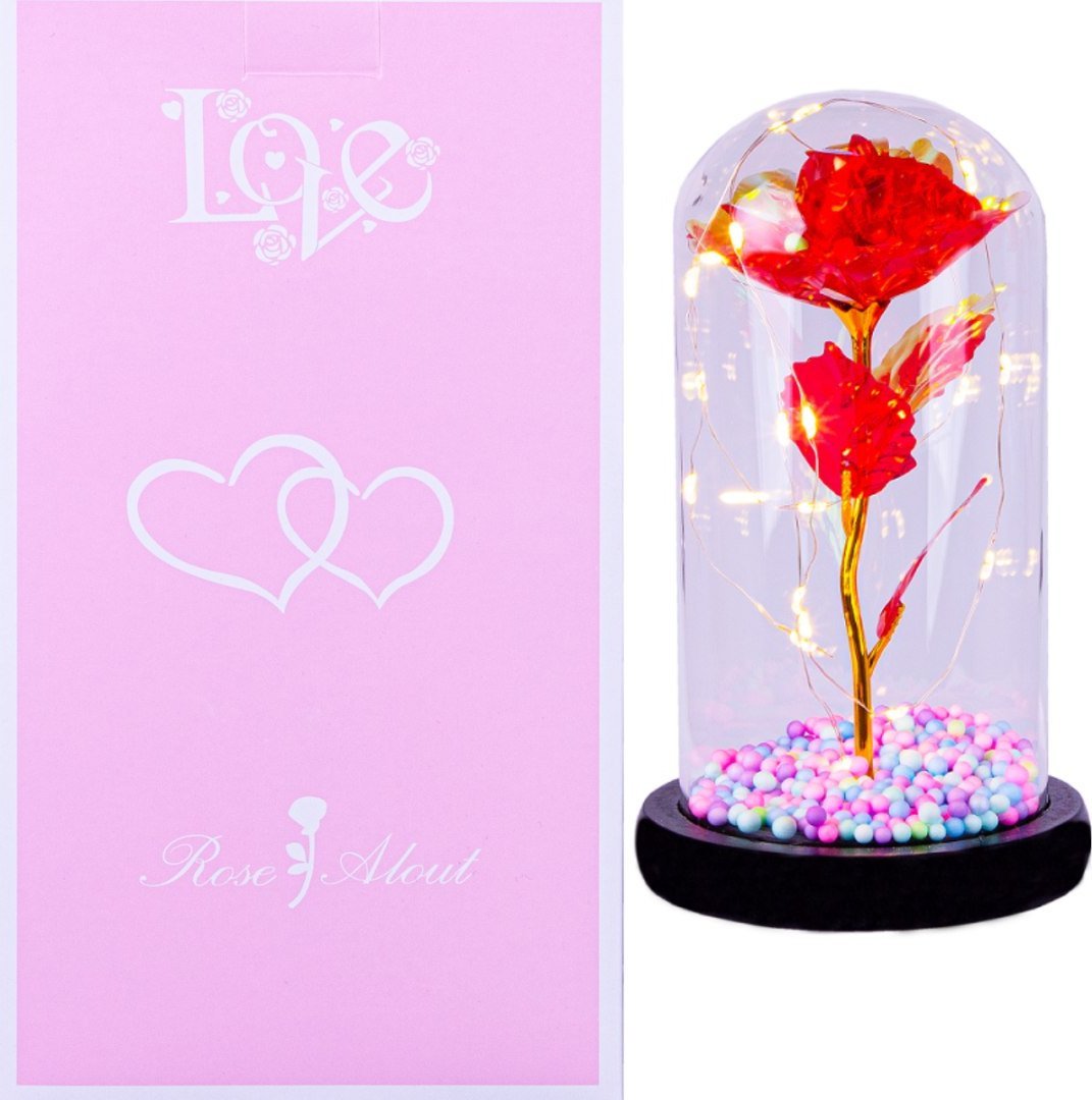 Norimpex WIECZNA RÓŻA W SZKLE ŚWIATEŁKA LED WALENTYNKI HQ