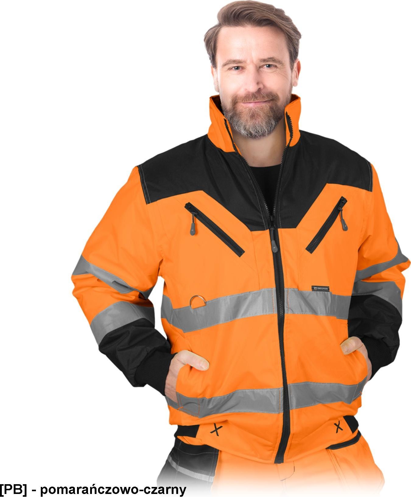 Kurtka męska R.E.I.S. LH-XVERT-XV - Kurtka ochronna ocieplana XVERT, tkana - pomarańczowo-czarny 3XL