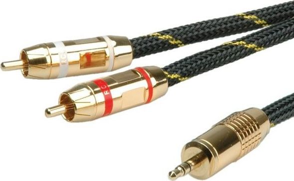Kabel Roline Jack 3.5mm - RCA (Cinch 2.5m złoty