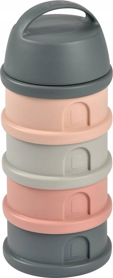. BEABA Pojemniki na mleko w proszku 4 komory mineral grey/pink (opakowanie zbiorcze 6 szt.)