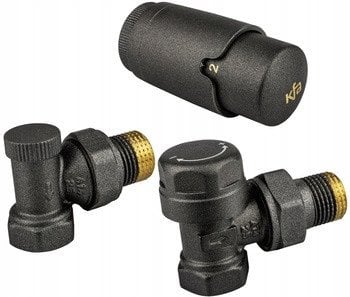 ARMATURA KRAKÓW 757-130-61-BL Zestaw termostatyczny grzejnikowy, kątowy komfort pro, grafit