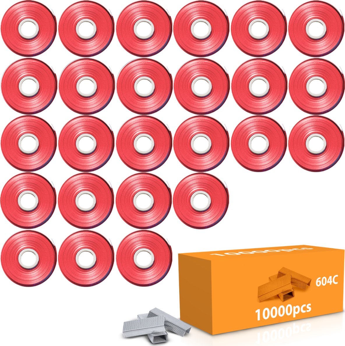 Zestaw 25x Taśma do zszywacza Czerwona + Zszywki do zszywacza Heckermann HM-8105