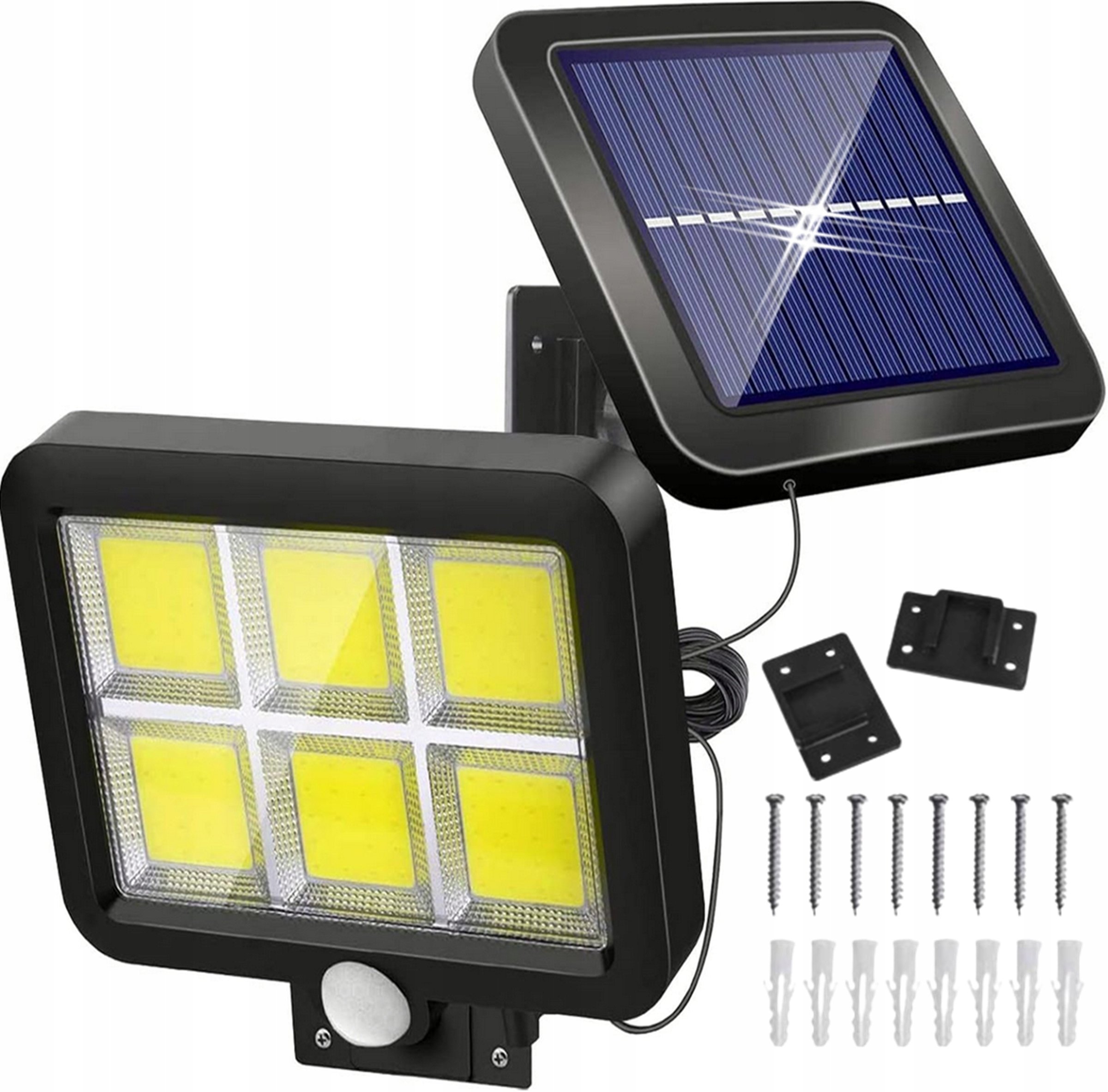 LAMPA SOLARNA 120 LED 250 W Z CZUJNIKIEM RUCHU I ZMIERZCHU PILOT LAMPKA