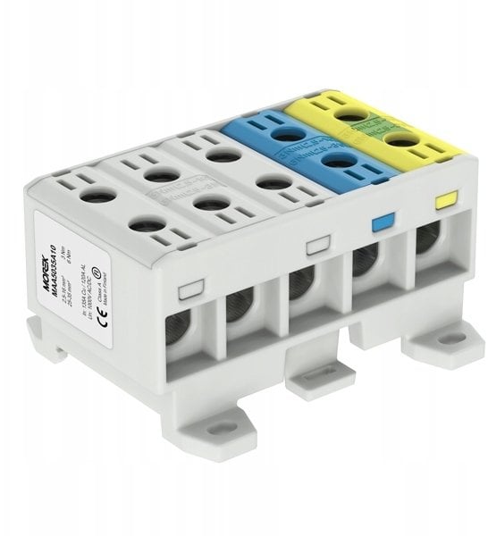 MOREK Złączka OTL50-5x color szary, niebieski, żółto-zielony 5x1x Al/Cu 1,5-50mm 1000V AC / 1500V DC Zacisk uniwersalny MAA5050A10