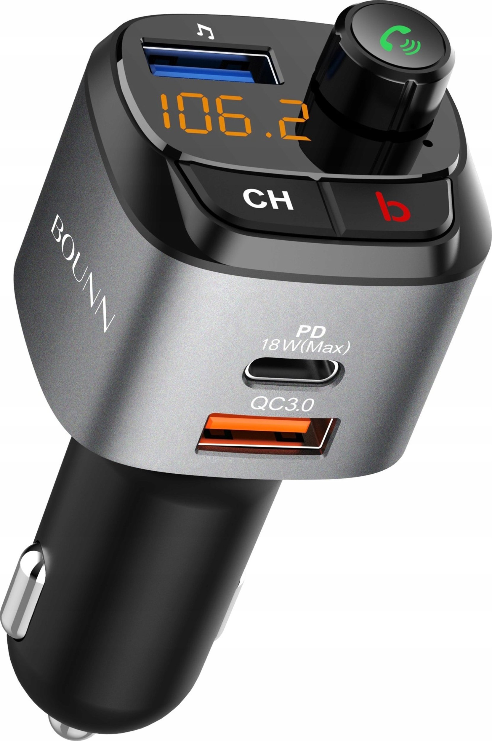 Transmiter FM Bounn Bounn transmiter FM Åadowarka samochodowa QC3.0+PD20W