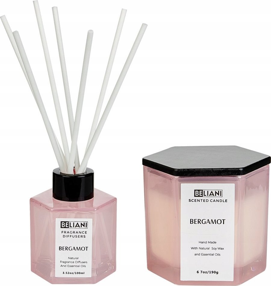 Dyfuzor zapachowy Beliani Zestaw zapachowy świeca sojowa i dyfuzor z patyczkami bergamotka CLASSY TINT