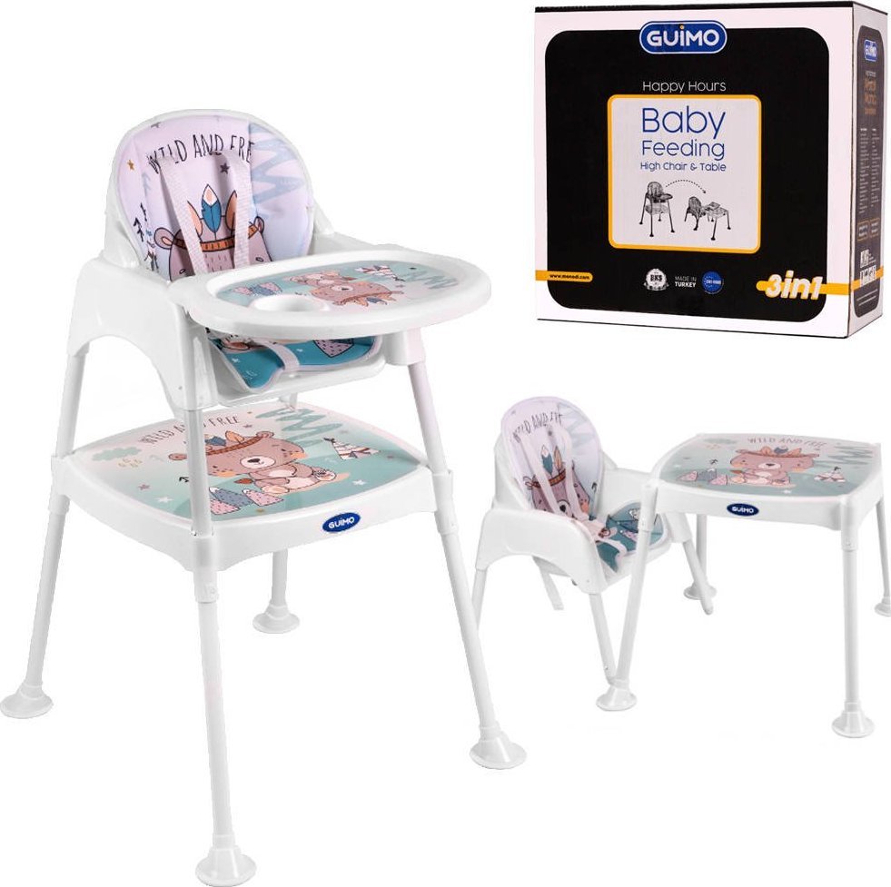 Krzesełko do karmienia stoliczek 3w1 niebieski