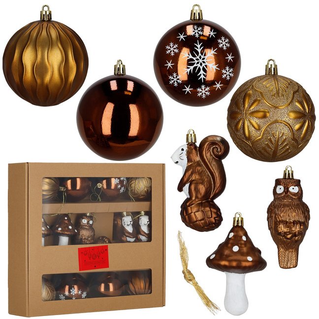Bombki choinkowe 14 szt. zestaw dekoracje świąteczne ozdoby nietłukące brązowe UNIWERSALNY
