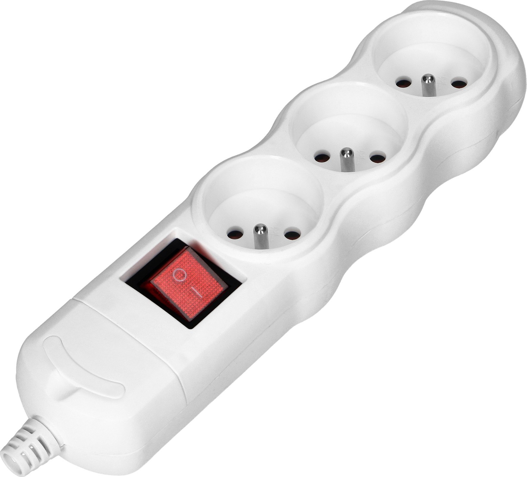 Orno Rozgałęźnik wielogniazdowy 3x2P+Z z wyłącznikiem, biały