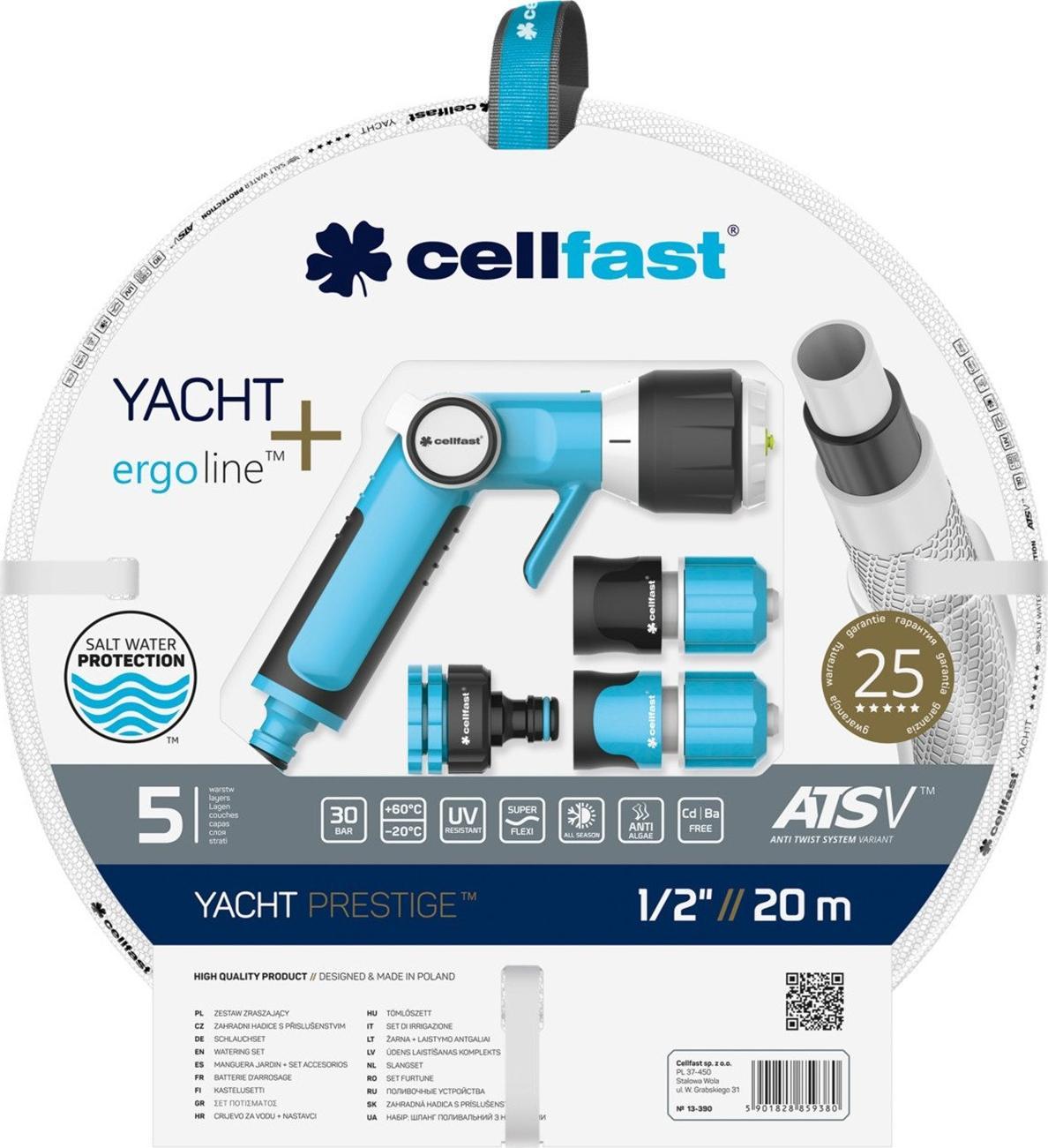 Cellfast Zestaw ogrodowy 20m 1/2" z końcówkami Cellfast Yacht Prestige