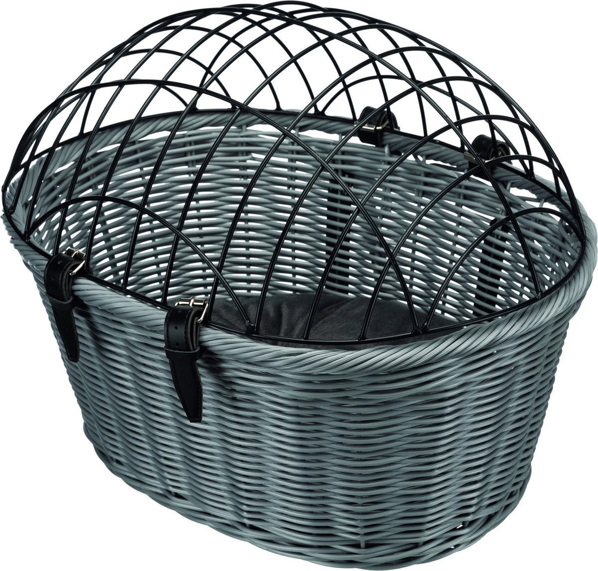 Koszyk rowerowy z kratką, 44 × 34 × 35 cm, szary