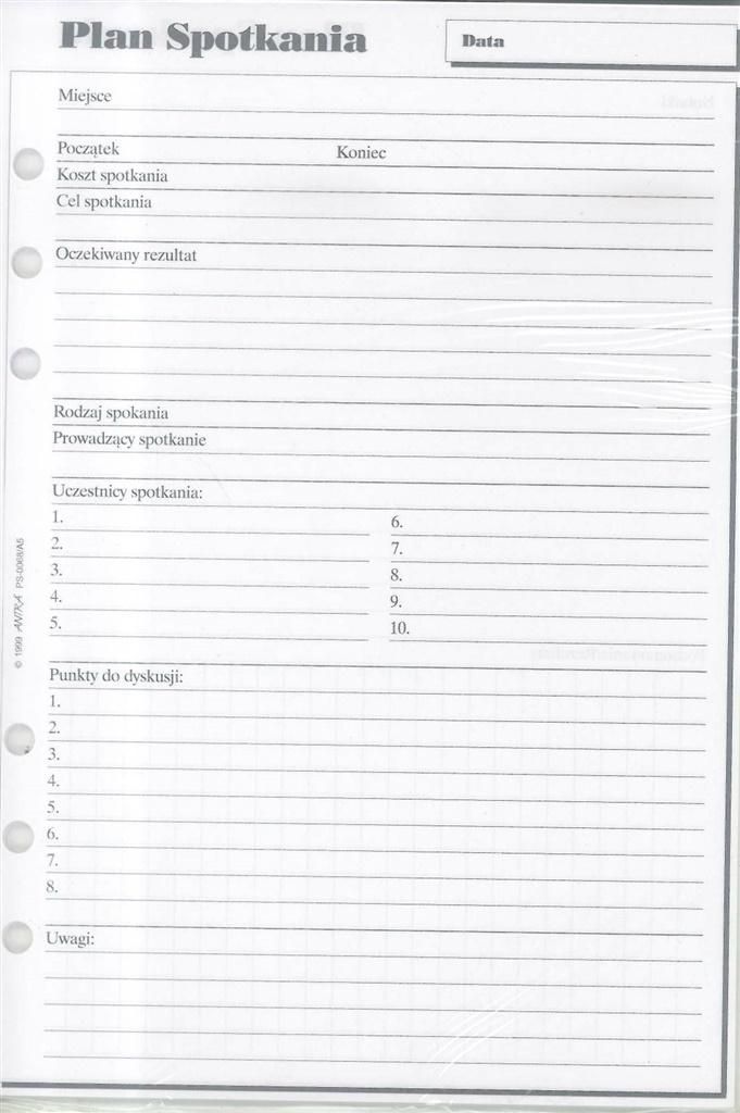 Antra Wkład do organizera A5 Plan spotkań (270047)