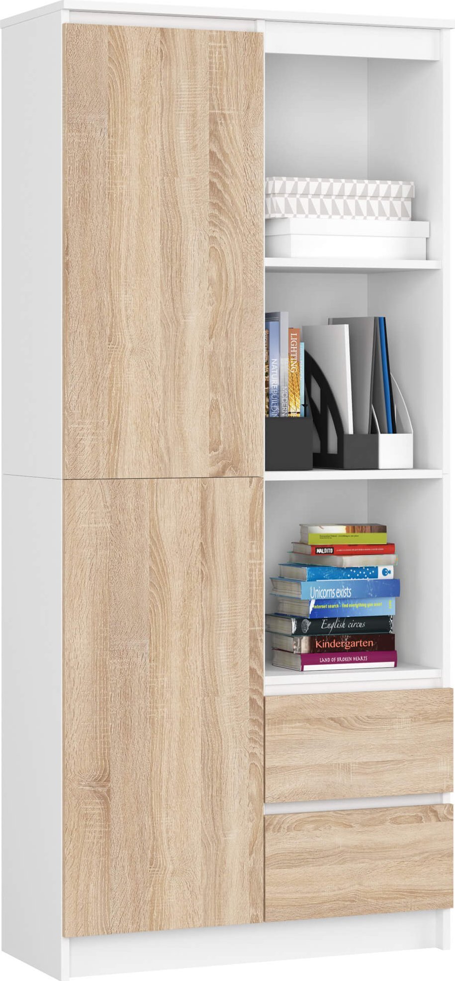 Fabryka Mebli Akord REGAŁ BIUROWY R 80 cm CLP R11 BIAŁY / SONOMA