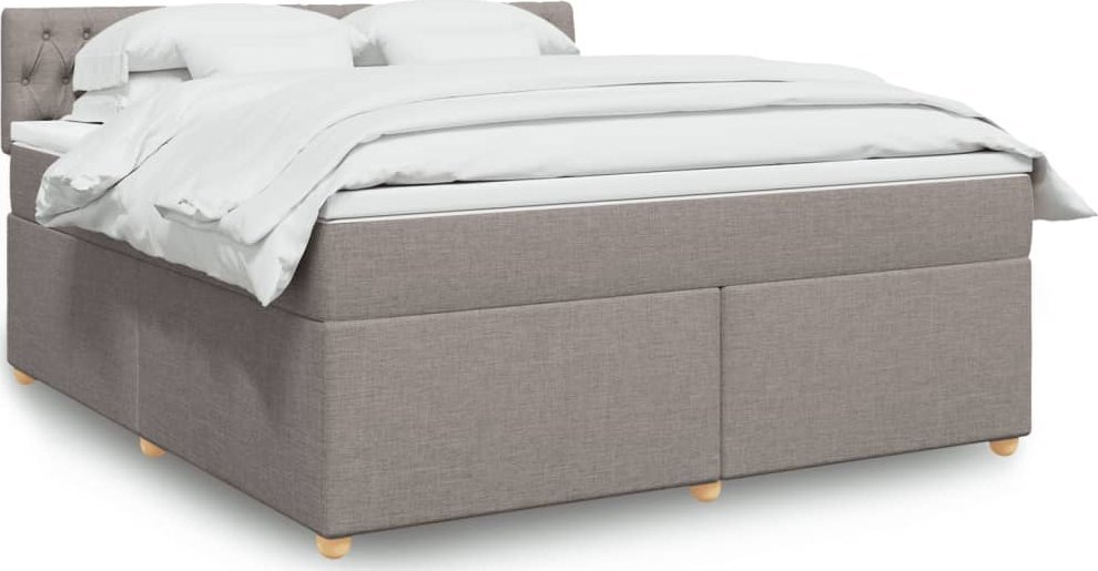 vidaXL vidaXL Łóżko kontynentalne z materacem, taupe, tkanina, 180x200 cm