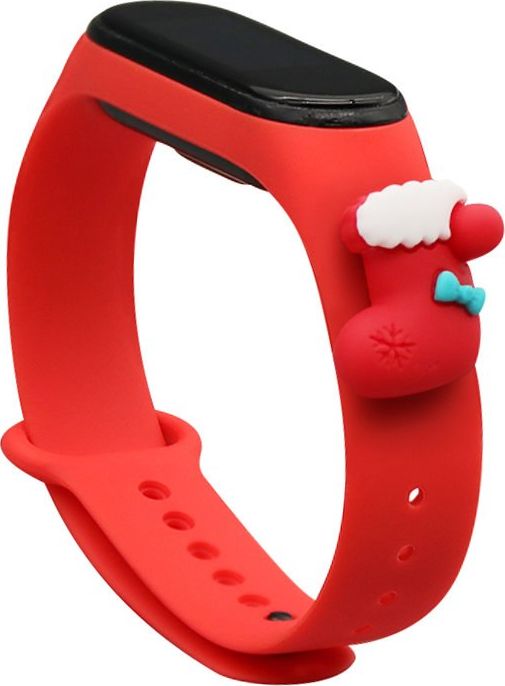 Braders Strap Xmas opaska do Xiaomi Mi Band 6 / Mi Band 5 silikonowy pasek bransoletka czerwony (skarpeta)