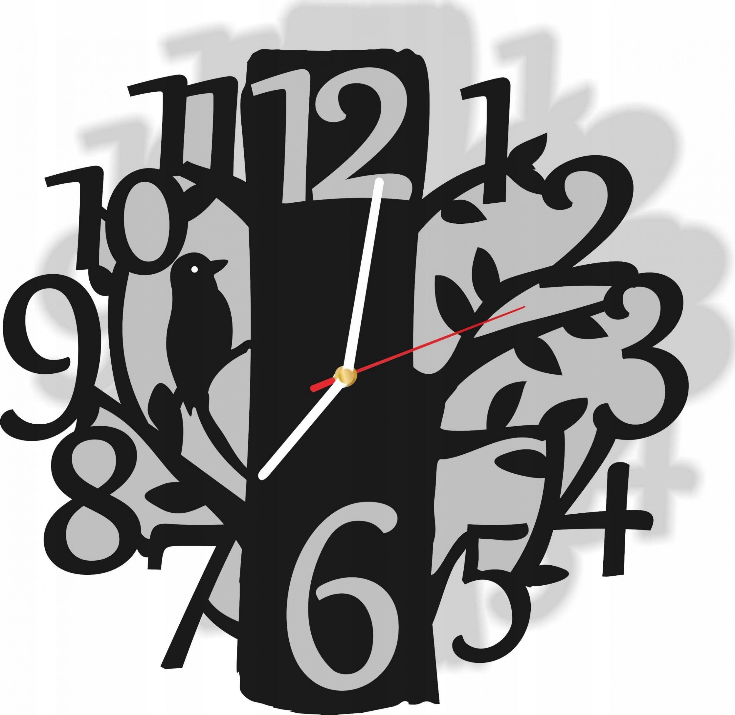 naSciane Zegar ścienny drzewo i dzięcioł salonu na prezent