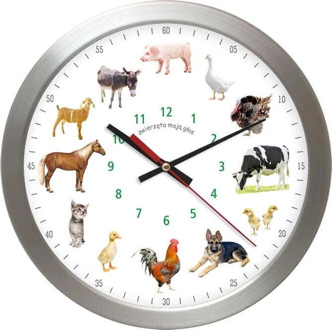 Atrix Zegar z głosami zwierząt Atrix AS028ZM T1 SW 30 cm uniwersalny (9729-uniw) - 9729-uniw