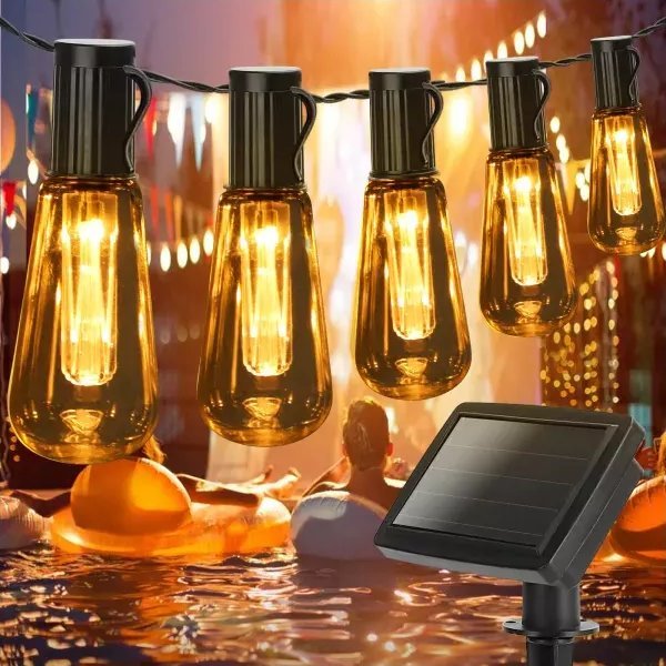 Aigostar Girlanda solarna led łańcuch 10 ciepłych lampek w stylu retro 1,8/3,8m Girlanda solarna led łańcuch 10 ciepłych lampek w stylu retro 1,8/3,8