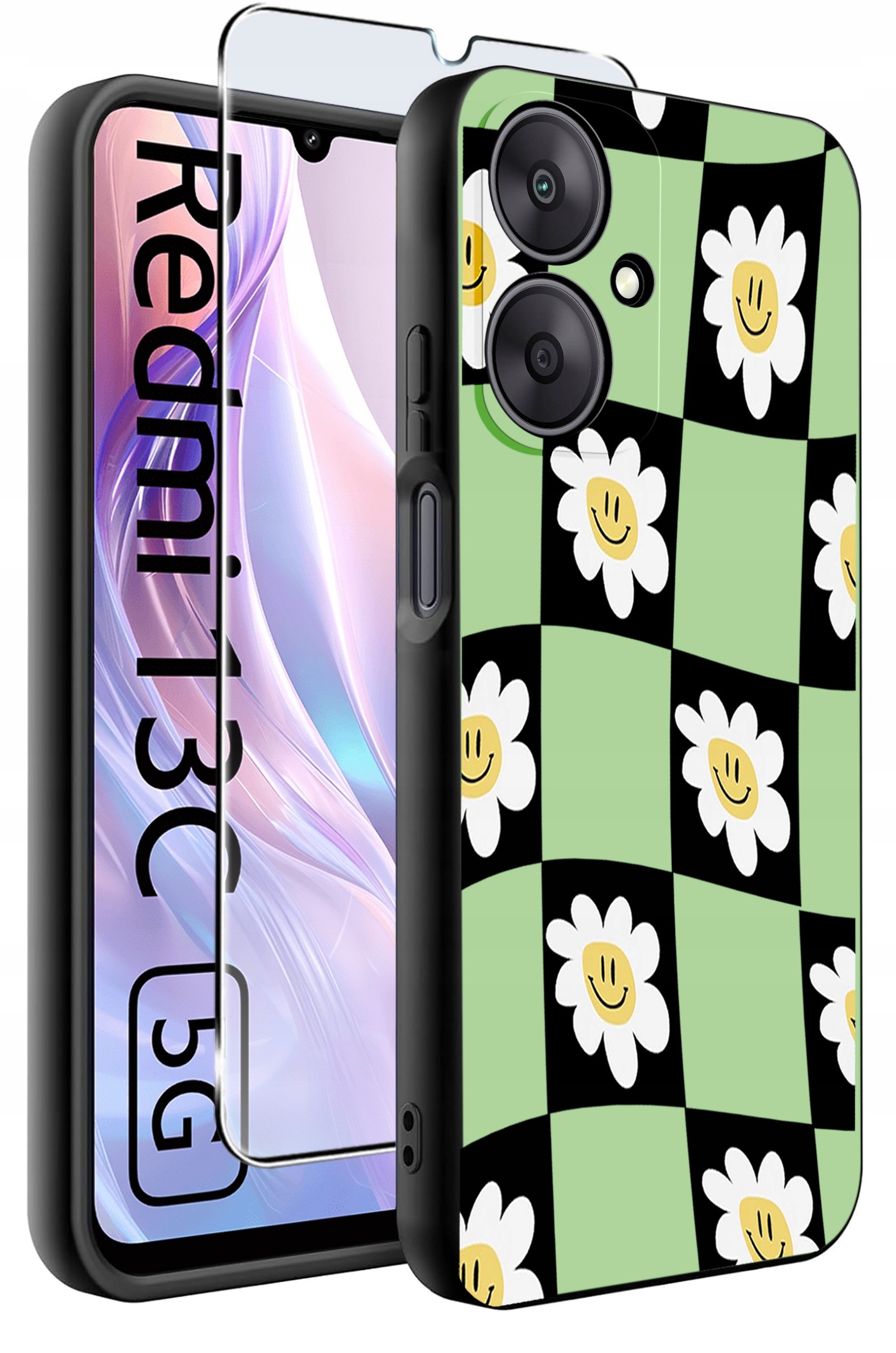 ETUI do Xiaomi Redmi 13C 5G WZORY |SILIKONOWE MATT CASE +SZKŁO HARTOWANE 9H