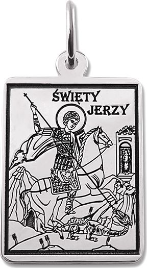 WĘC - Twój Jubiler Medalik prostokątny srebrny z wizerunkiem św. Jerzego