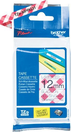 Brother Taśma TZE-MPRG31 Laminowana Czarny/Czerwone (TZEMPRG31)