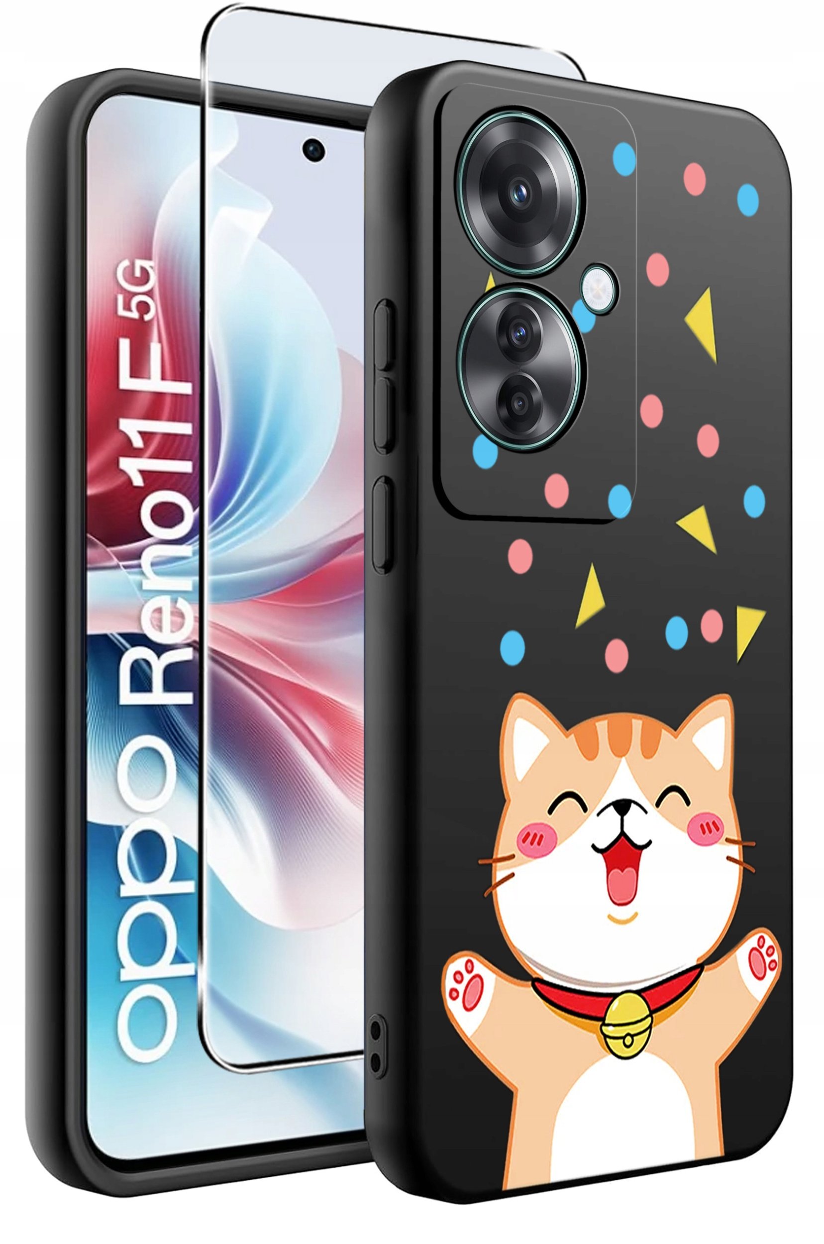 ETUI do Oppo Reno11 F 5G WZORY | SILIKONOWE MATT CASE + SZKŁO HARTOWANE 9H