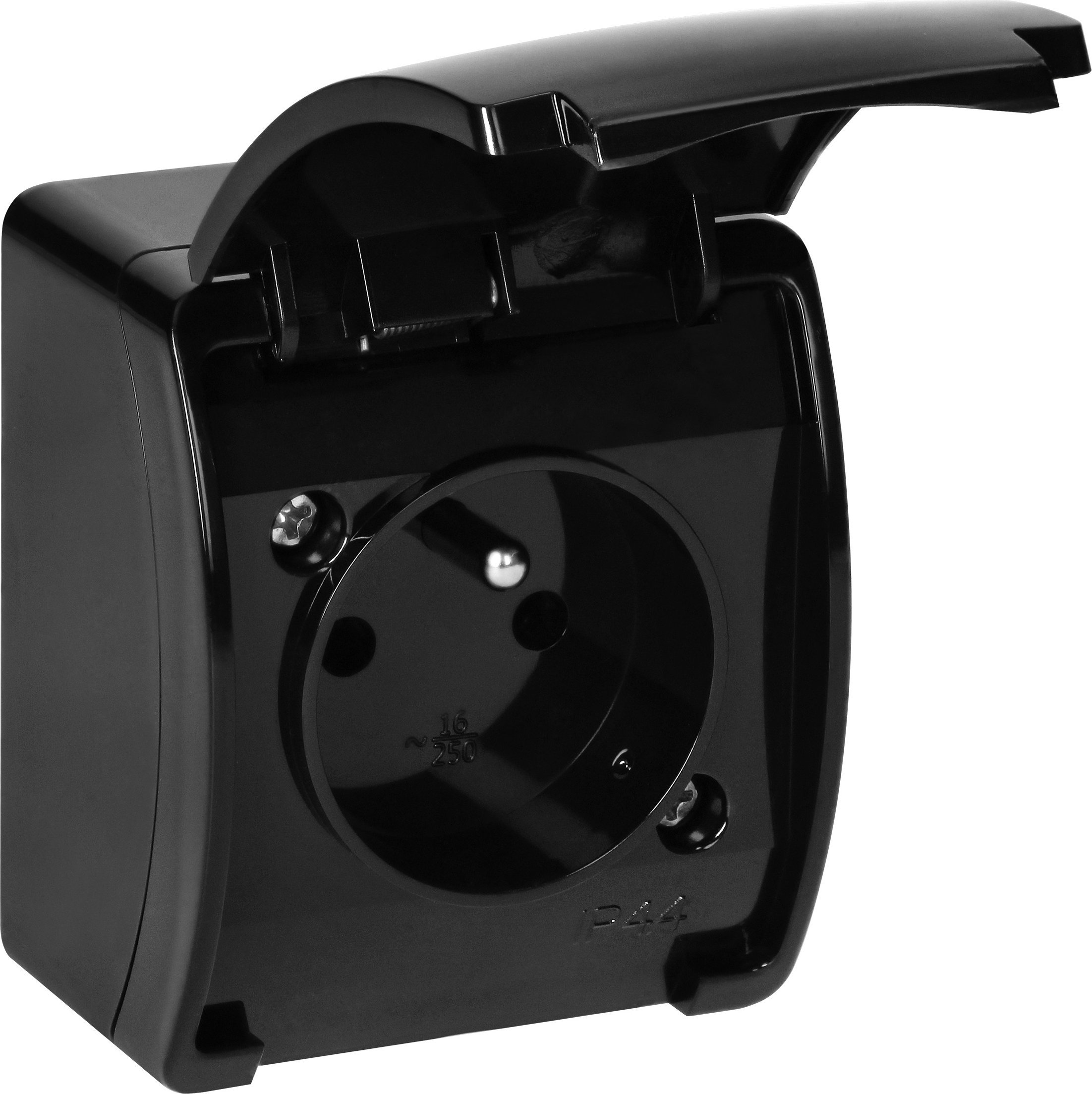 Orno Gniazdo pojedyncze 2P+Z AQUATIC, IP44, czarne