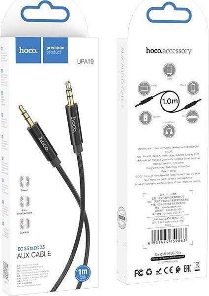 Kabel Hoco HOCO kabel AUX Jack 3,5 mm do Jack 3,5 mm UPA19 1 m czarny