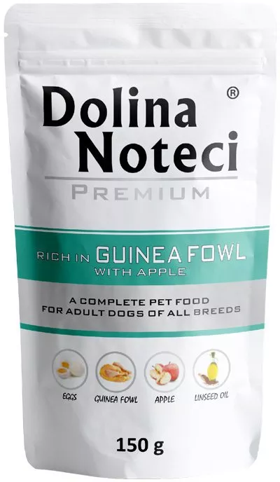 Mokra karma dla psa Dolina Noteci Premium bogata w perliczkę z jabłkiem saszetka 150 g