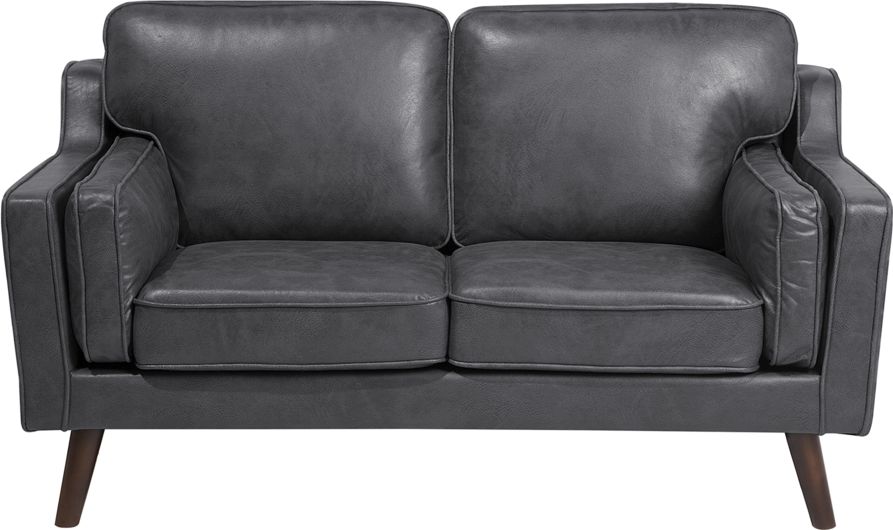 Beliani Sofa 2-osobowa imitacja skóry szara LOKKA