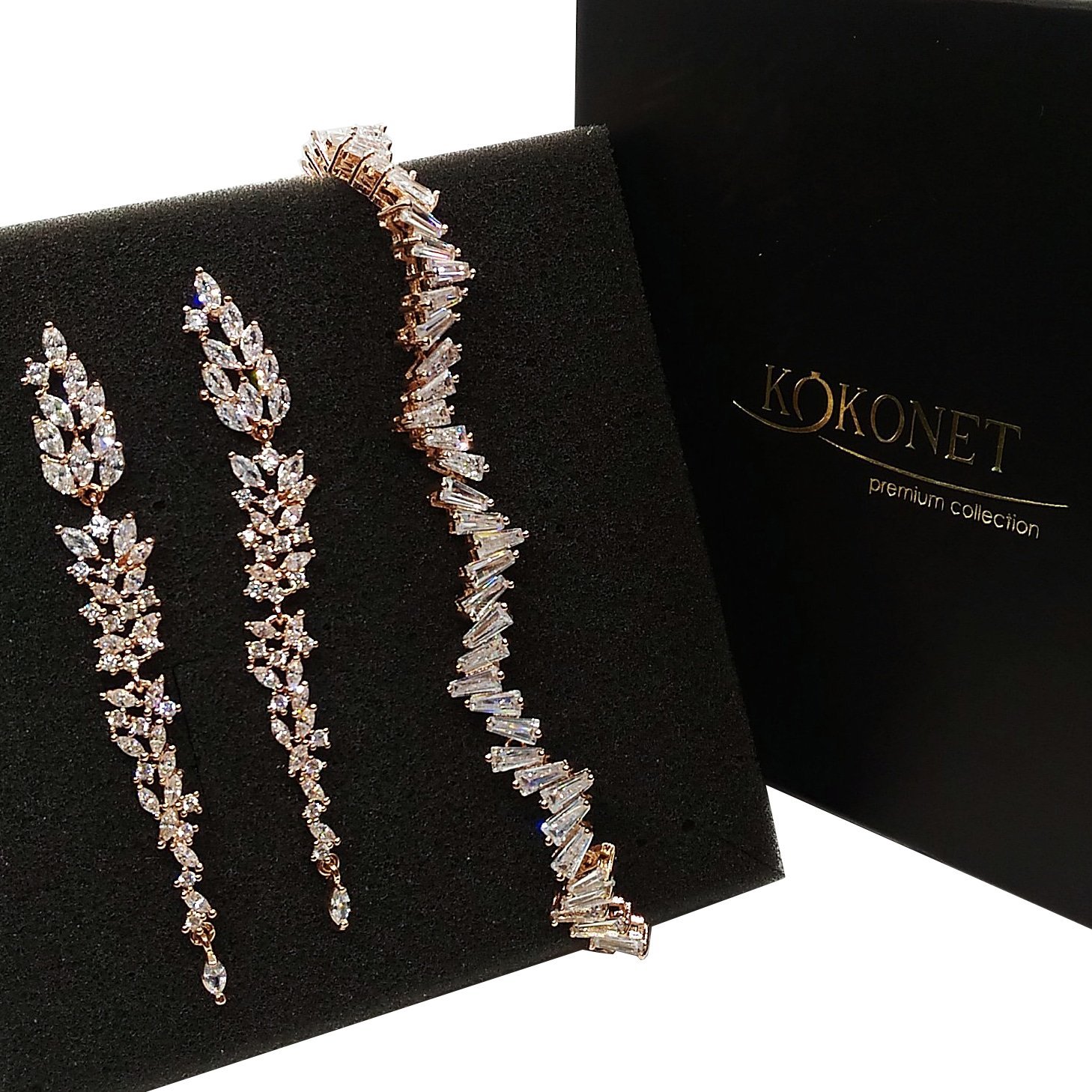 KOKONET ZESTAW biżuterii w kolorze różowego złota dla kobiety dziewczyny ŻONY blask