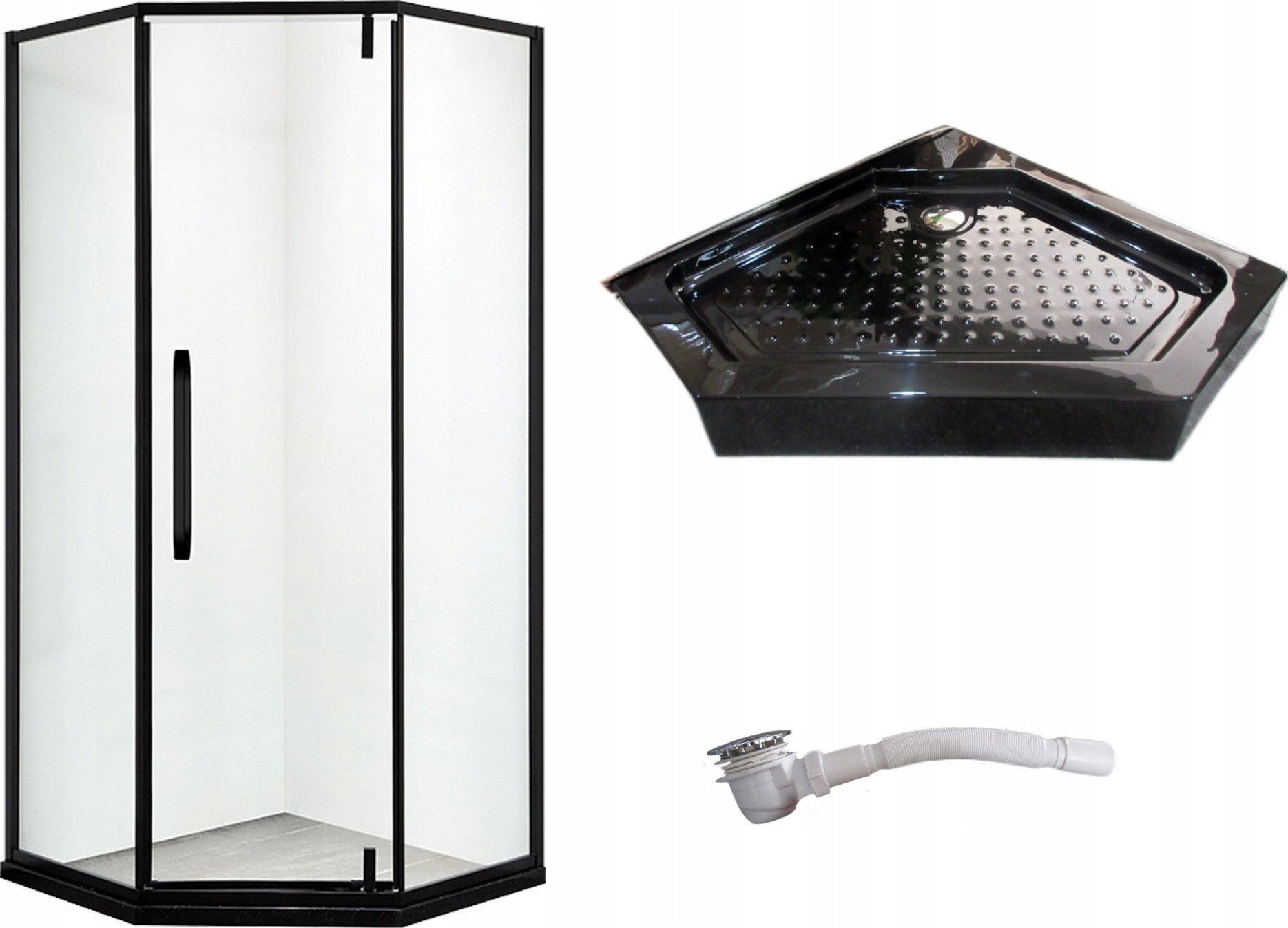 Toule Kabina prysznicowa 5 kątna czarna LOFT brodzik CE