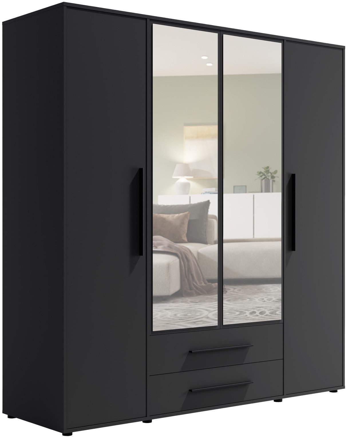 Szafa Modena SZ4D2SZ w kolorze czarnym z lustrem