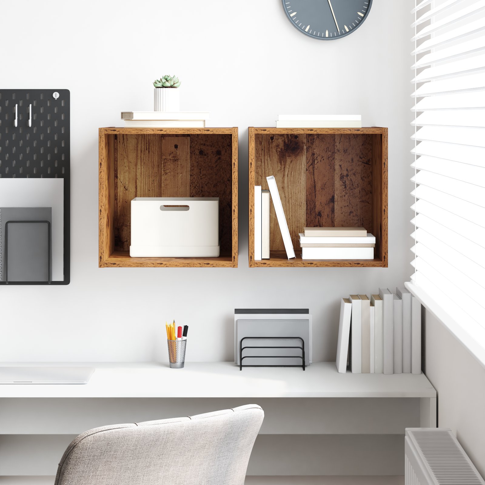 Szafki ścienne 2 szt. Stare drewno 37x37x37 cm Drewno inżynieryjne